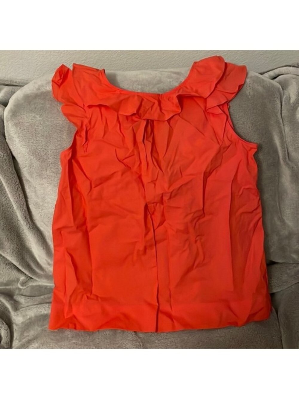 J.crew Top P2 Ruffle Cotton Poplin Coral Pink Sleeveless